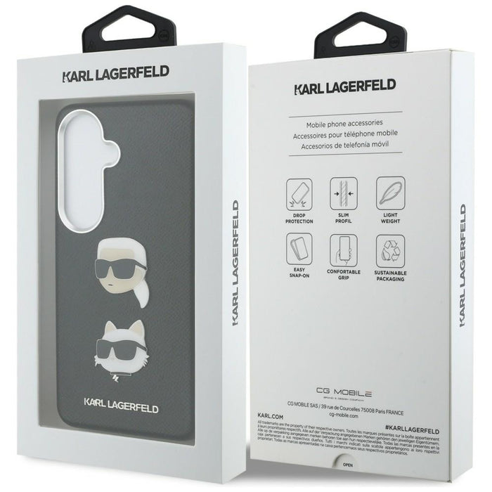 Метален калъф Karl Lagerfeld Saffiano Double Heads за Samsung Galaxy S26 - черен