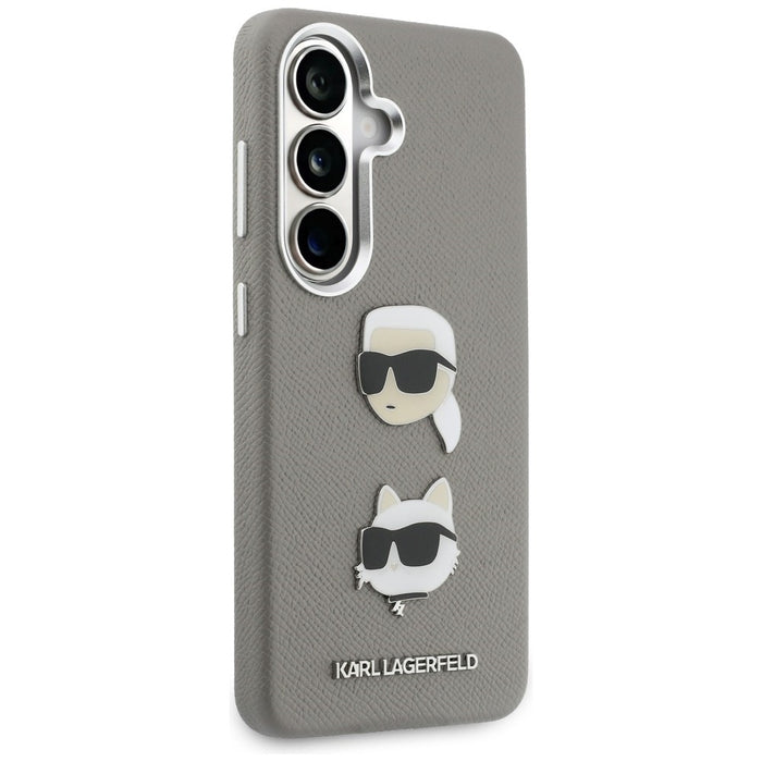 Метален калъф Karl Lagerfeld Saffiano Double Heads за Samsung Galaxy S26 - сребрист