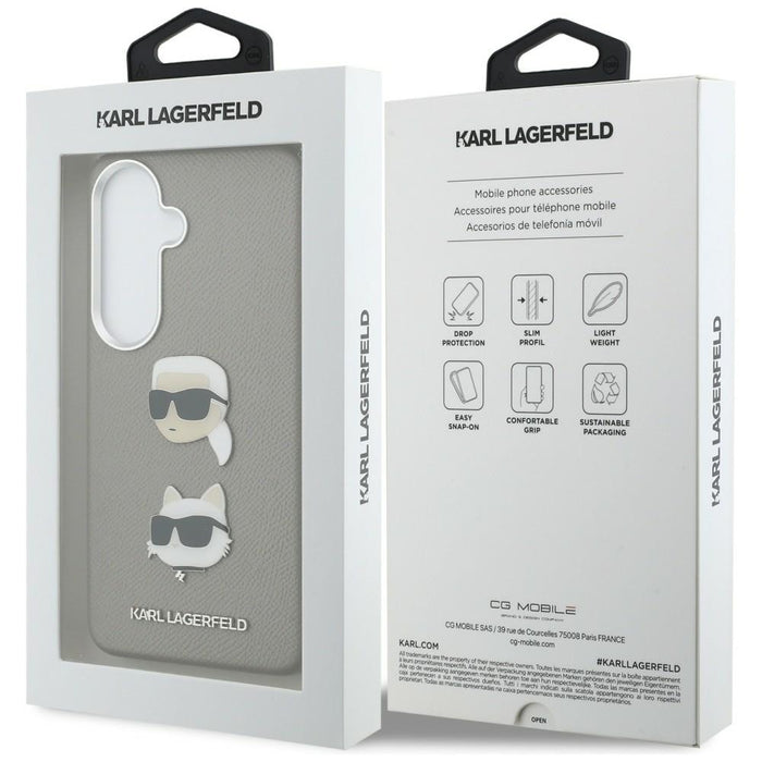 Метален калъф Karl Lagerfeld Saffiano Double Heads за Samsung Galaxy S26 - сребрист
