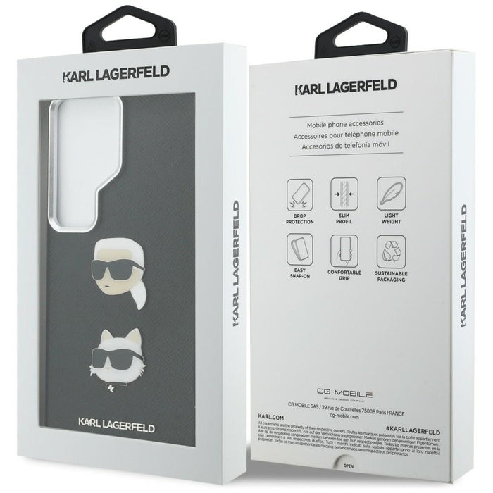 Метален калъф Karl Lagerfeld Saffiano Double Heads за Samsung Galaxy S26 Ultra - черен