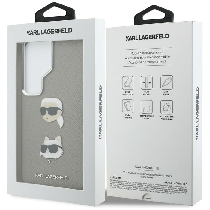 Метален калъф Karl Lagerfeld Saffiano Double Heads за Samsung Galaxy S26 Ultra - сребрист