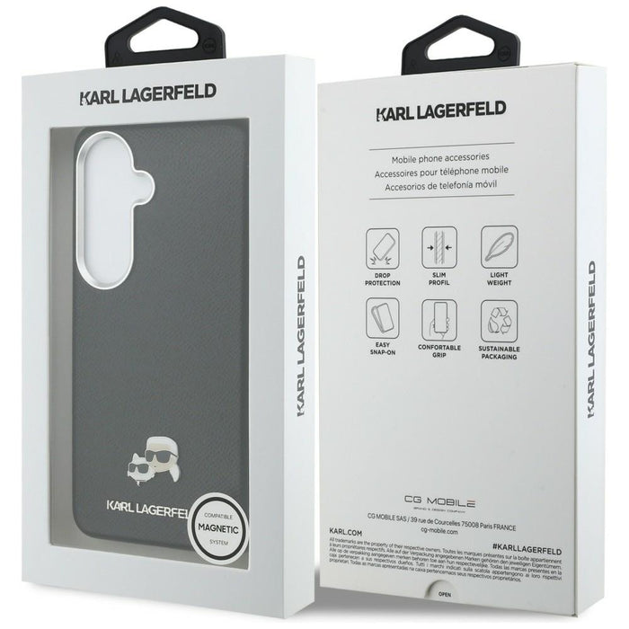 Кейс Karl Lagerfeld Saffiano KC Metal Logo MagSafe за Samsung Galaxy S26, черен