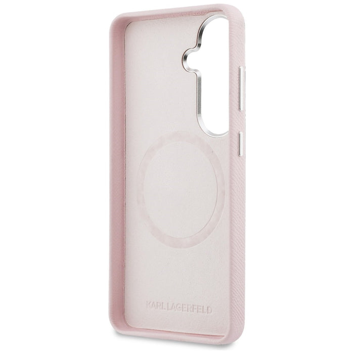Кейс Karl Lagerfeld Saffiano KC Metal Logo MagSafe за Samsung Galaxy S26 - розов