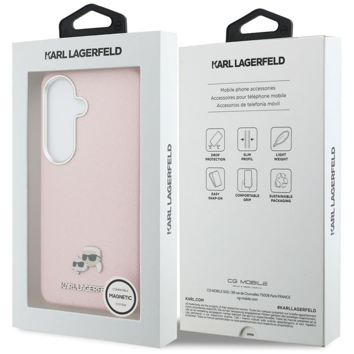 Кейс Karl Lagerfeld Saffiano KC Metal Logo MagSafe за Samsung Galaxy S26 - розов