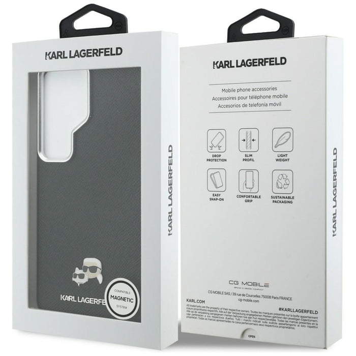 Кейс Karl Lagerfeld Saffiano KC Metal Logo MagSafe за Samsung Galaxy S26 Ultra, черен