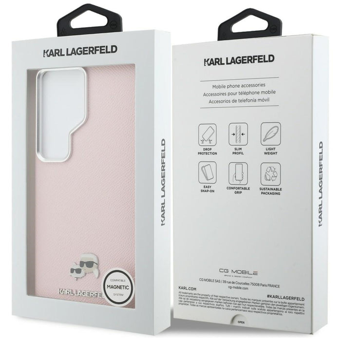 Кейс Karl Lagerfeld Saffiano KC Metal Logo MagSafe за Samsung Galaxy S26 Ultra - розов