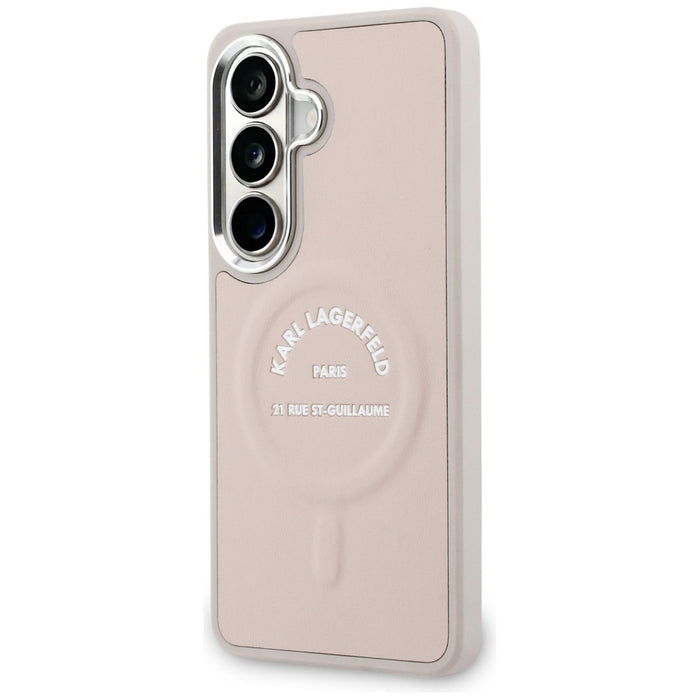 Кейс Karl Lagerfeld Embossed Ring RSG Logo MagSafe за Samsung Galaxy S26 - розов