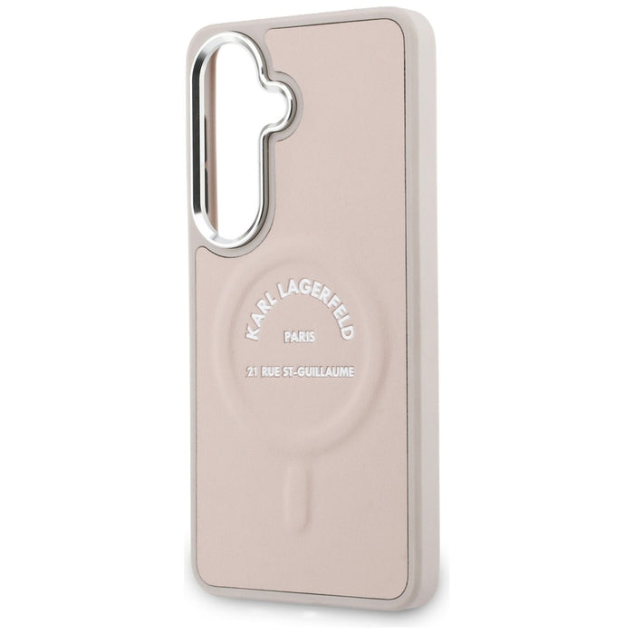 Кейс Karl Lagerfeld Embossed Ring RSG Logo MagSafe за Samsung Galaxy S26 - розов