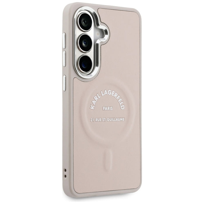 Кейс Karl Lagerfeld Embossed Ring RSG Logo MagSafe за Samsung Galaxy S26 - розов