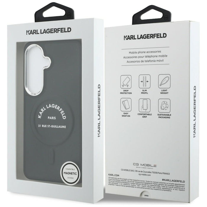 Кейс Karl Lagerfeld Embossed Ring RSG Logo MagSafe за Samsung Galaxy S26+ - черен