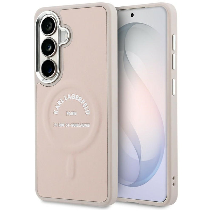 Кейс Karl Lagerfeld Embossed Ring RSG Logo MagSafe за Samsung Galaxy S26+ - розов