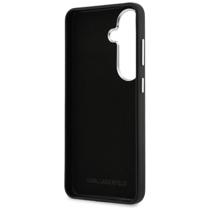 Метален калъф с лого на Karl Lagerfeld Grained Signature за Samsung Galaxy S26 - черен