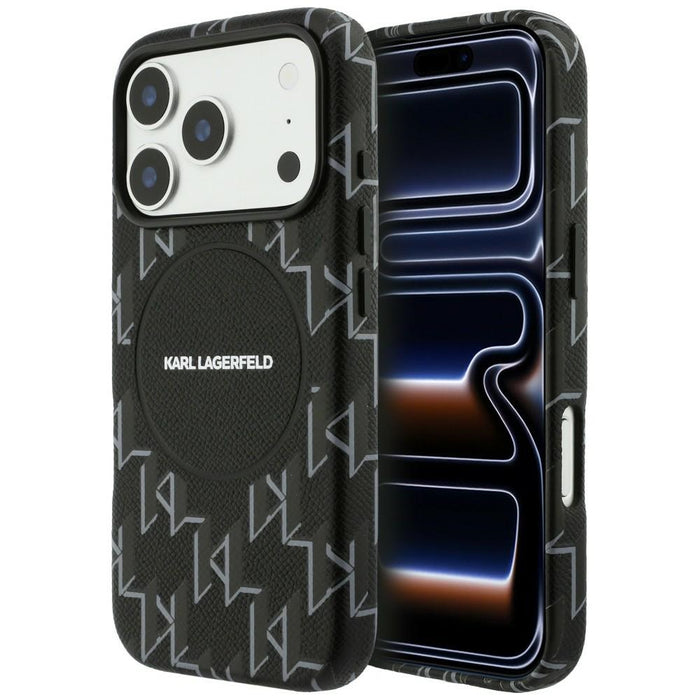 Калъф MagSafe с монограмно лого на Karl Lagerfeld за iPhone 17 Pro - черен