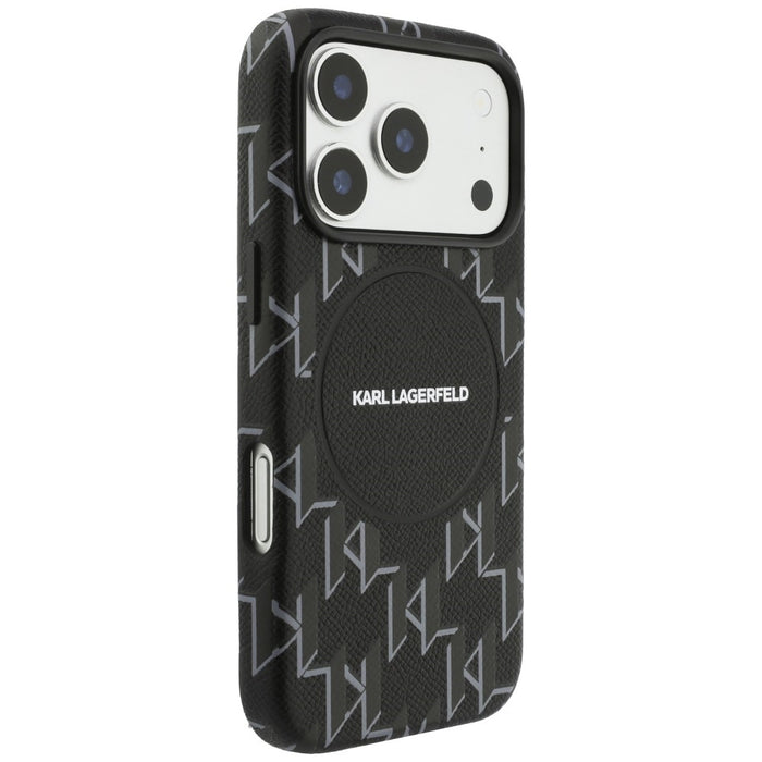 Калъф MagSafe с монограмно лого на Karl Lagerfeld за iPhone 17 Pro - черен