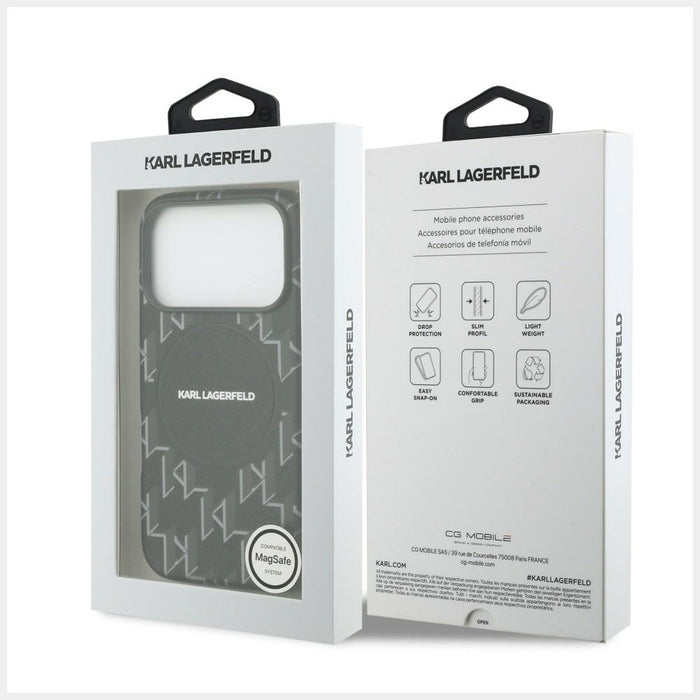 Калъф MagSafe с монограмно лого на Karl Lagerfeld за iPhone 17 Pro - черен
