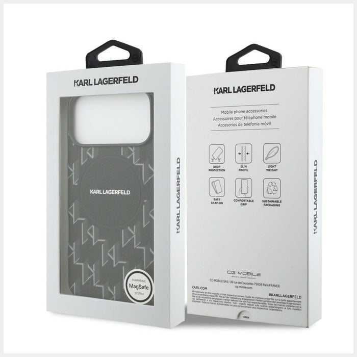 Калъф MagSafe с монограмно лого на Karl Lagerfeld за iPhone 17 Pro Max - черен