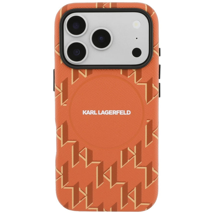 Калъф MagSafe с монограмно лого на Karl Lagerfeld за iPhone 17 Pro Max - оранжев