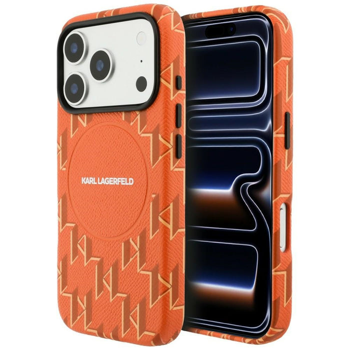 Калъф MagSafe с монограмно лого на Karl Lagerfeld за iPhone 17 Pro Max - оранжев