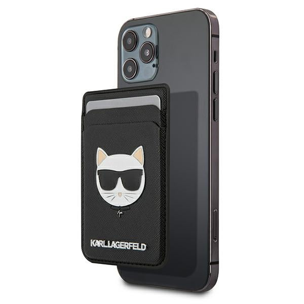 Портфейл Karl Lagerfeld CardSlot Saffiano Choupette Head MagSafe Magnetni портфейл за телефон - черен