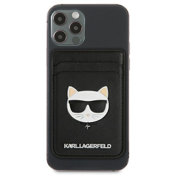 Портфейл Karl Lagerfeld CardSlot Saffiano Choupette Head MagSafe Magnetni портфейл за телефон - черен