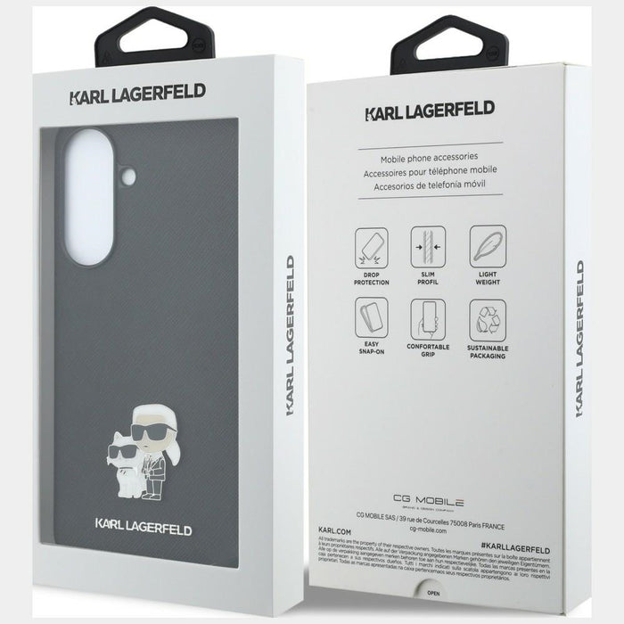 Калъф Karl Lagerfeld Saffiano с метално лого K&C за Samsung Galaxy A57 5G - черен