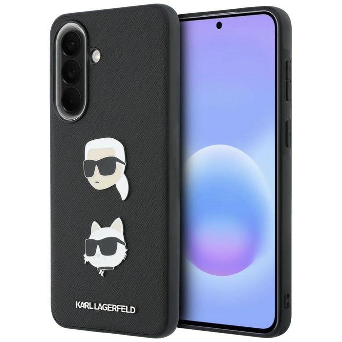 Кейс Karl Lagerfeld с глави Karl&Choupette, значки и лого за Samsung Galaxy A37 5G - черен