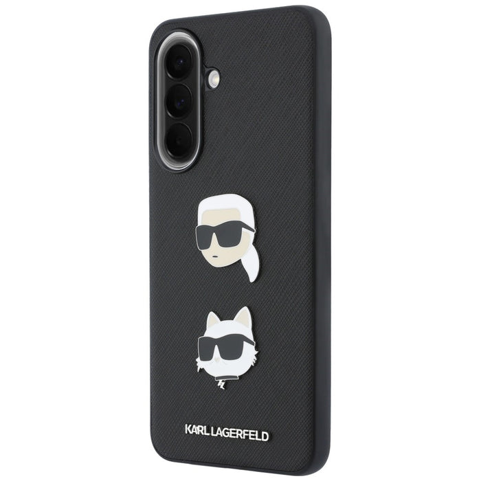 Кейс Karl Lagerfeld с глави Karl&Choupette, значки и лого за Samsung Galaxy A57 5G - черен