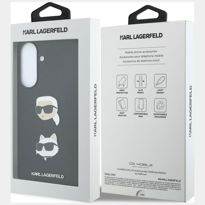 Кейс Karl Lagerfeld с глави Karl&Choupette, значки и лого за Samsung Galaxy A57 5G - черен