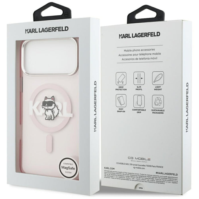 Кейс Karl Lagerfeld IML Choupette Sketch Logo MagSafe за iPhone 17 Pro Max - розов