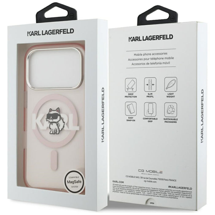 Кейс Karl Lagerfeld IML Choupette Sketch Logo MagSafe за iPhone 17 Pro - розов
