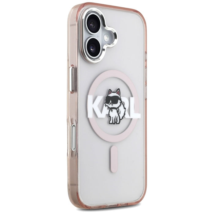 Кейс за iPhone 17 с лого на Karl Lagerfeld IML Choupette и MagSafe - розов