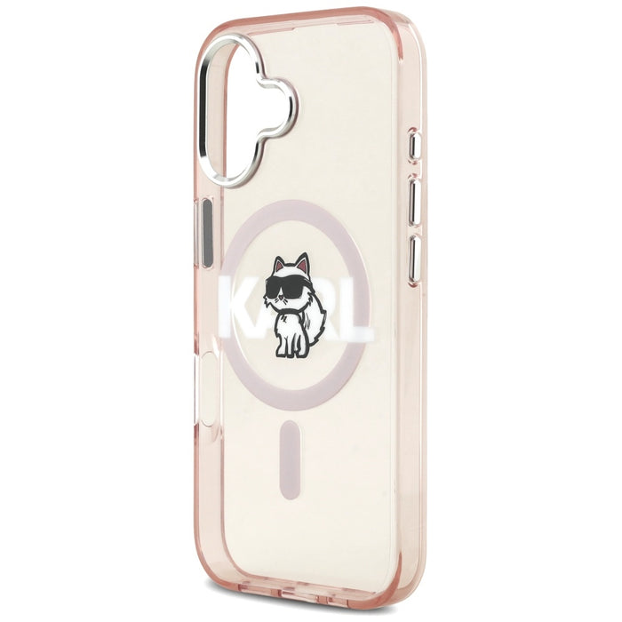 Кейс за iPhone 17 с лого на Karl Lagerfeld IML Choupette и MagSafe - розов