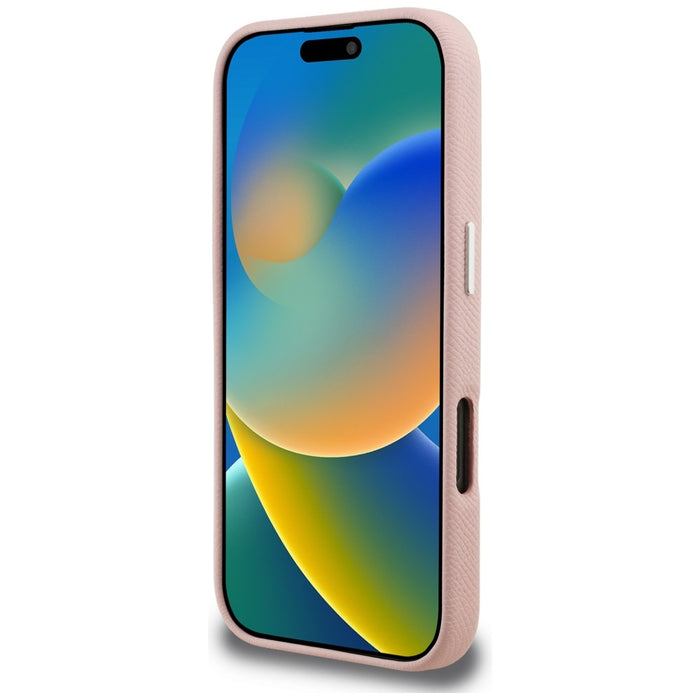 Кейс с лого на Karl Lagerfeld FW Grained Signature за iPhone 16 Pro Max - розов
