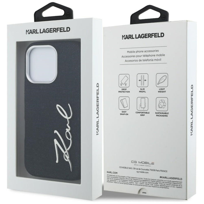 Кейс за iPhone 16 Pro Max с лого на Karl Lagerfeld FW Jeans - черен