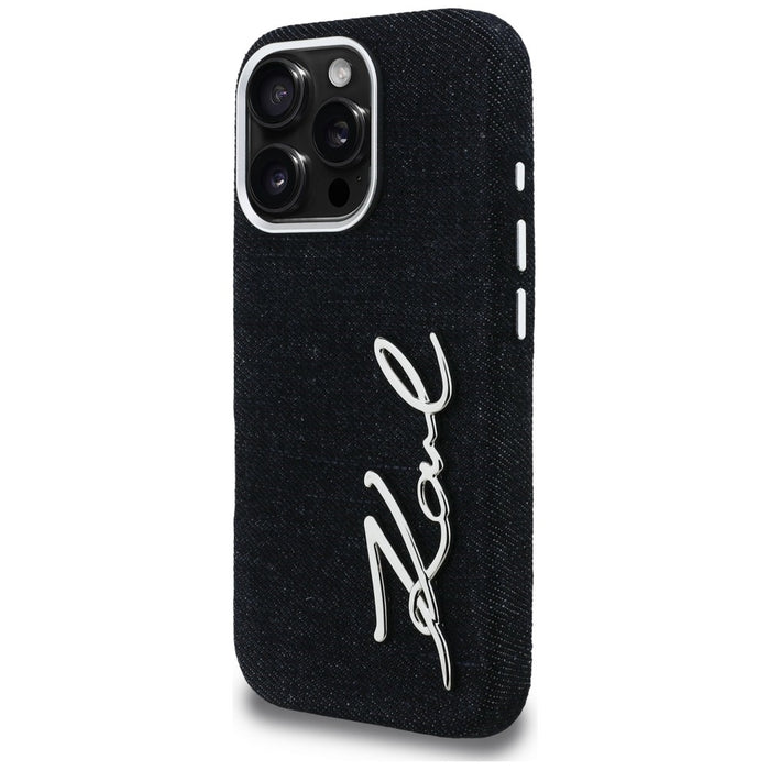 Кейс за iPhone 16 Pro Max с лого на Karl Lagerfeld FW Jeans - черен