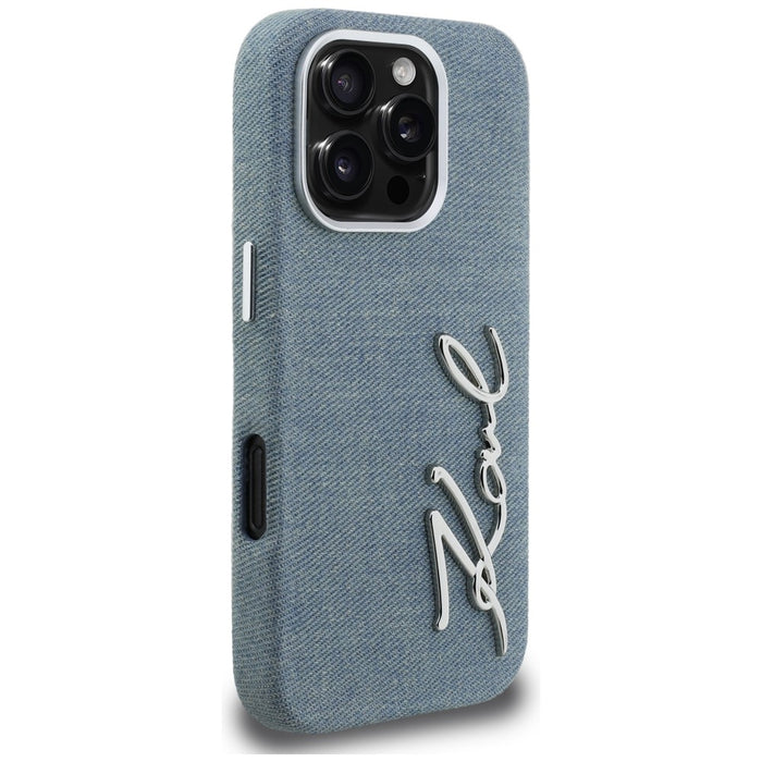 Кейс за iPhone 16 Pro Max с лого на Karl Lagerfeld FW Jeans - син