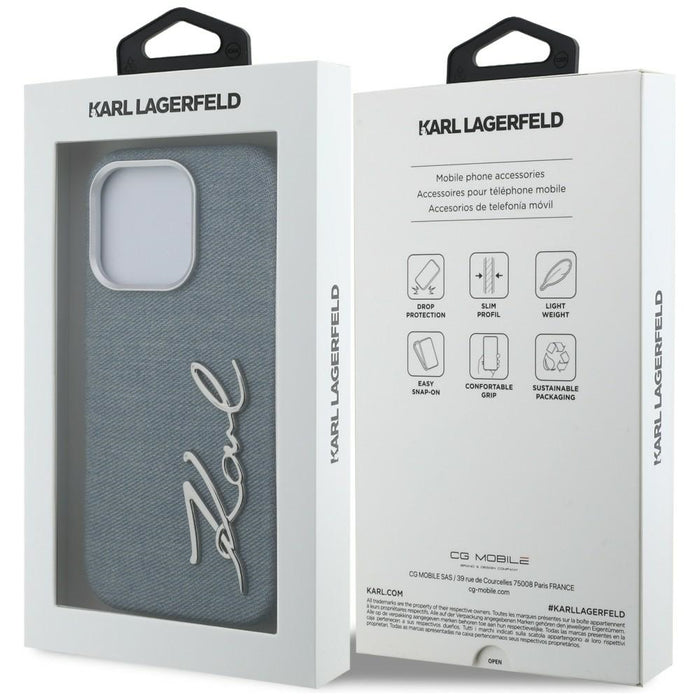 Кейс за iPhone 16 Pro Max с лого на Karl Lagerfeld FW Jeans - син