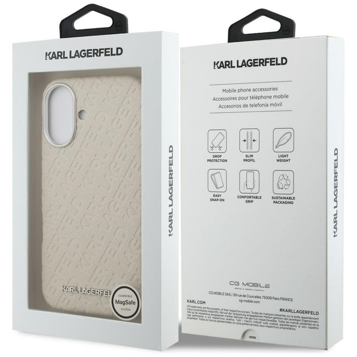 Кейс за iPhone 16 с щампа Karl Lagerfeld FW Karl MagSafe - бежов