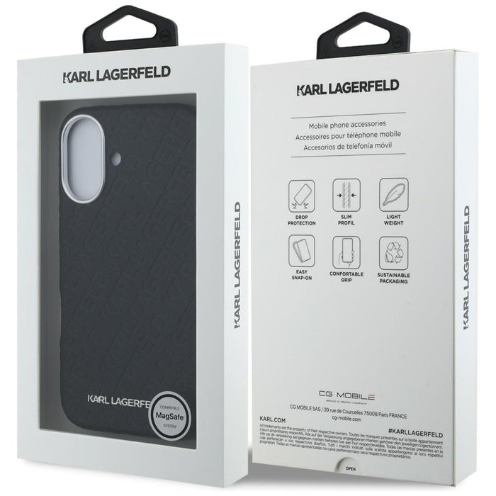 Кейс за iPhone 16 с щампа Karl Lagerfeld FW Karl MagSafe - черен