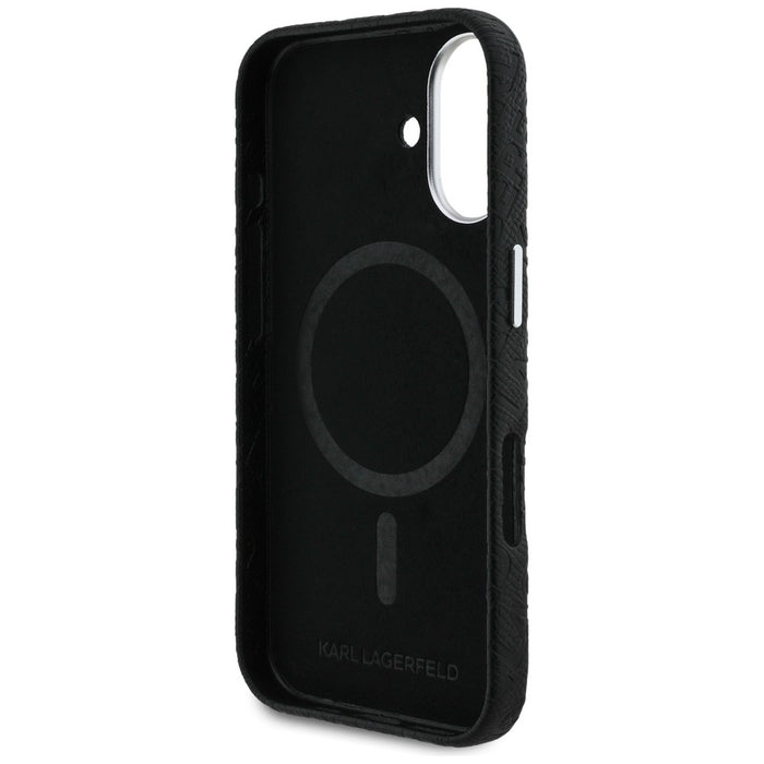 Кейс за iPhone 16 с щампа Karl Lagerfeld FW Karl MagSafe - черен