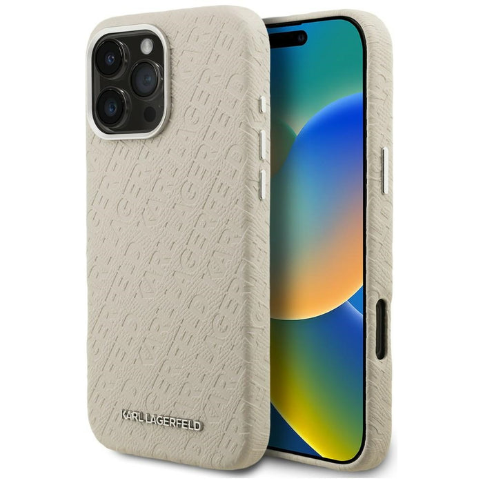 Кейс Karl Lagerfeld FW Stamped Karl MagSafe за iPhone 16 Pro - бежов