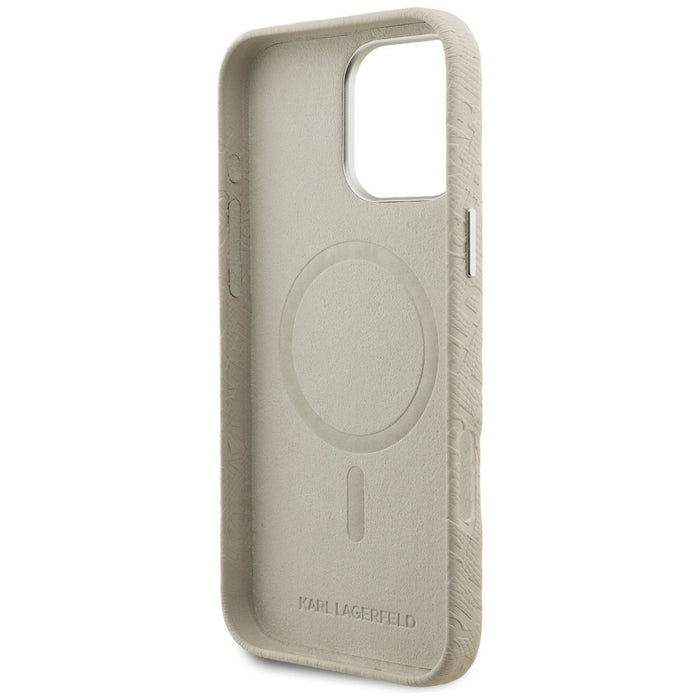 Кейс Karl Lagerfeld FW Stamped Karl MagSafe за iPhone 16 Pro - бежов