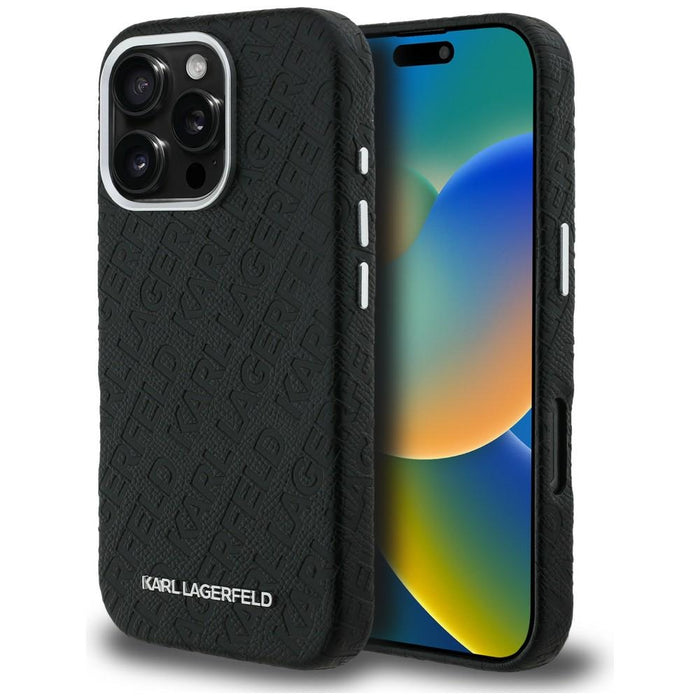 Кейс Karl Lagerfeld FW Stamped Karl MagSafe за iPhone 16 Pro Max - черен