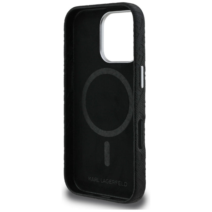 Кейс Karl Lagerfeld FW Stamped Karl MagSafe за iPhone 16 Pro Max - черен