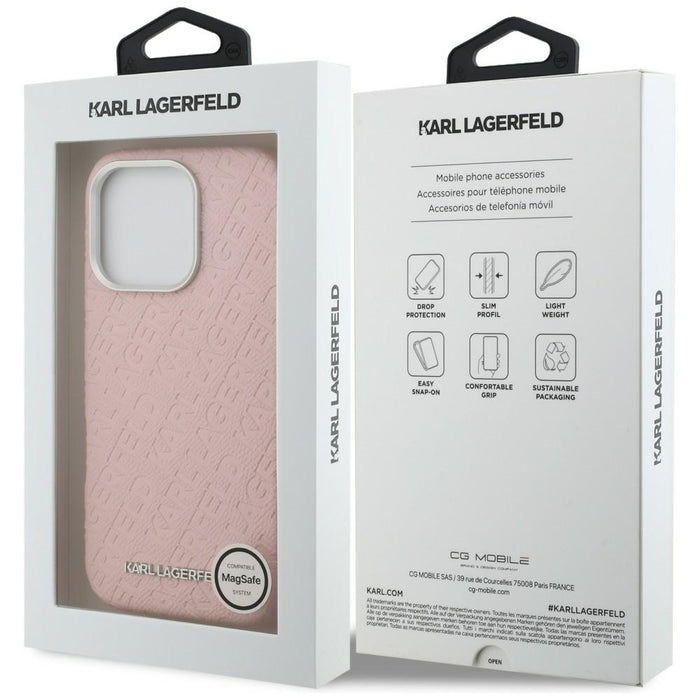 Кейс Karl Lagerfeld FW Stamped Karl MagSafe за iPhone 16 Pro - розов