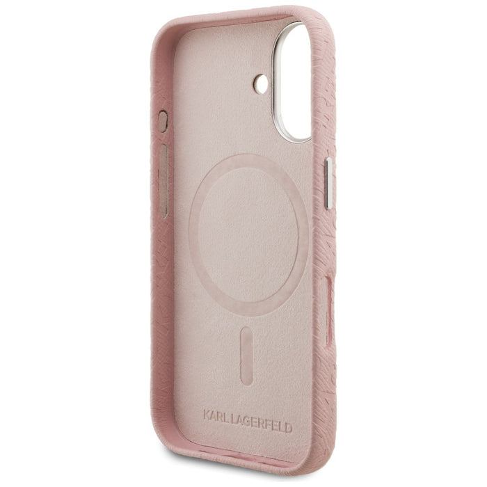 Кейс за iPhone 16 с щампа Karl Lagerfeld FW Karl MagSafe - розов