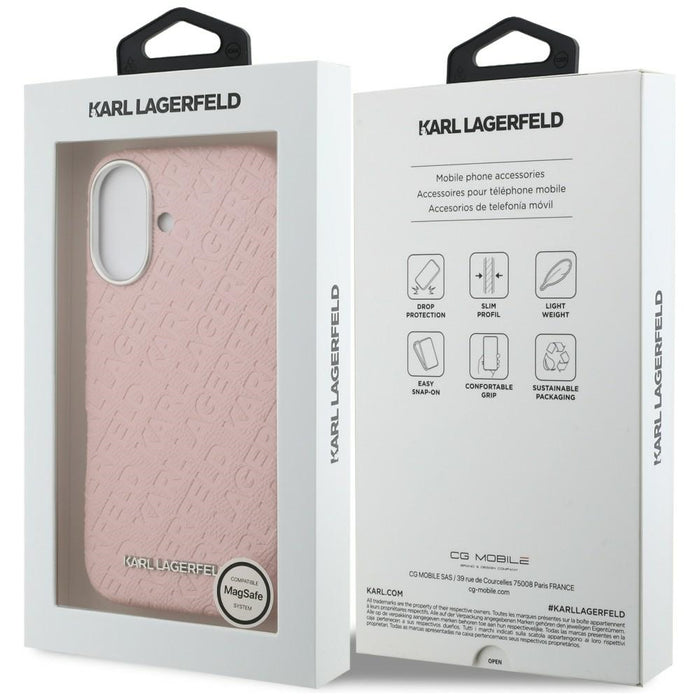 Кейс за iPhone 16 с щампа Karl Lagerfeld FW Karl MagSafe - розов