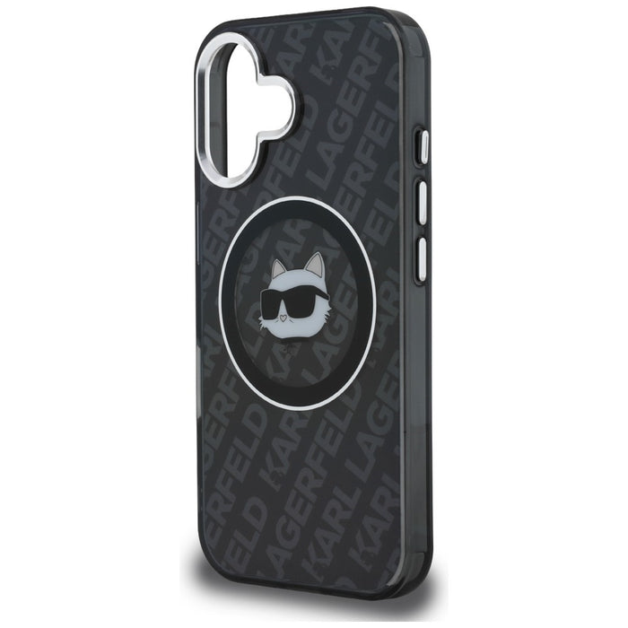 Кейс Karl Lagerfeld IML Choupette Head Logo MagSafe за iPhone 16 - черен