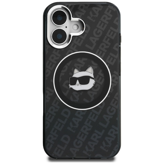 Кейс Karl Lagerfeld IML Choupette Head Logo MagSafe за iPhone 16 - черен