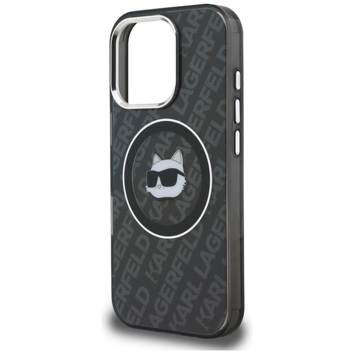 Кейс Karl Lagerfeld IML Choupette Head Logo MagSafe за iPhone 16 Pro Max - черен